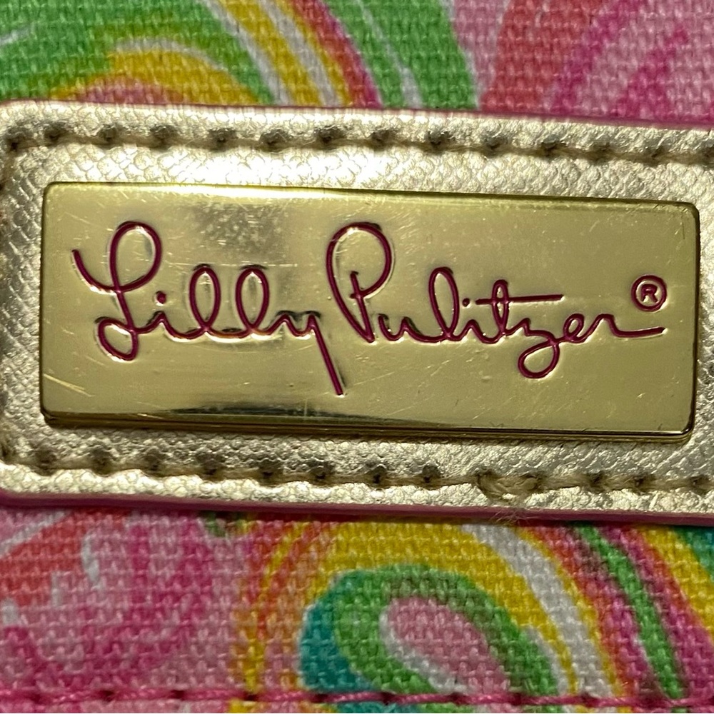 Lilly Pulitzer It's A Keeper Canvas Wristlet Wallet Pink Green Paisley Gold - Picture 4 of 11